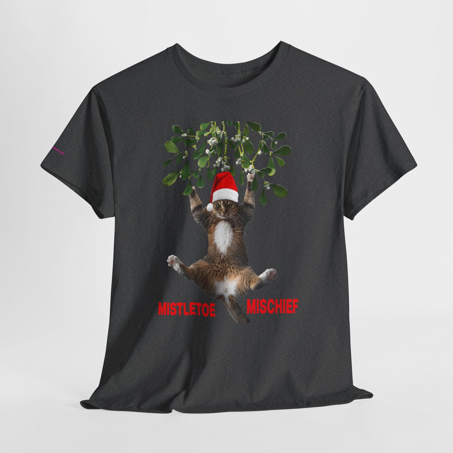 Christmas Cat & Mistletoe Tee — "Mistletoe Mischief" Holiday T-Shirt