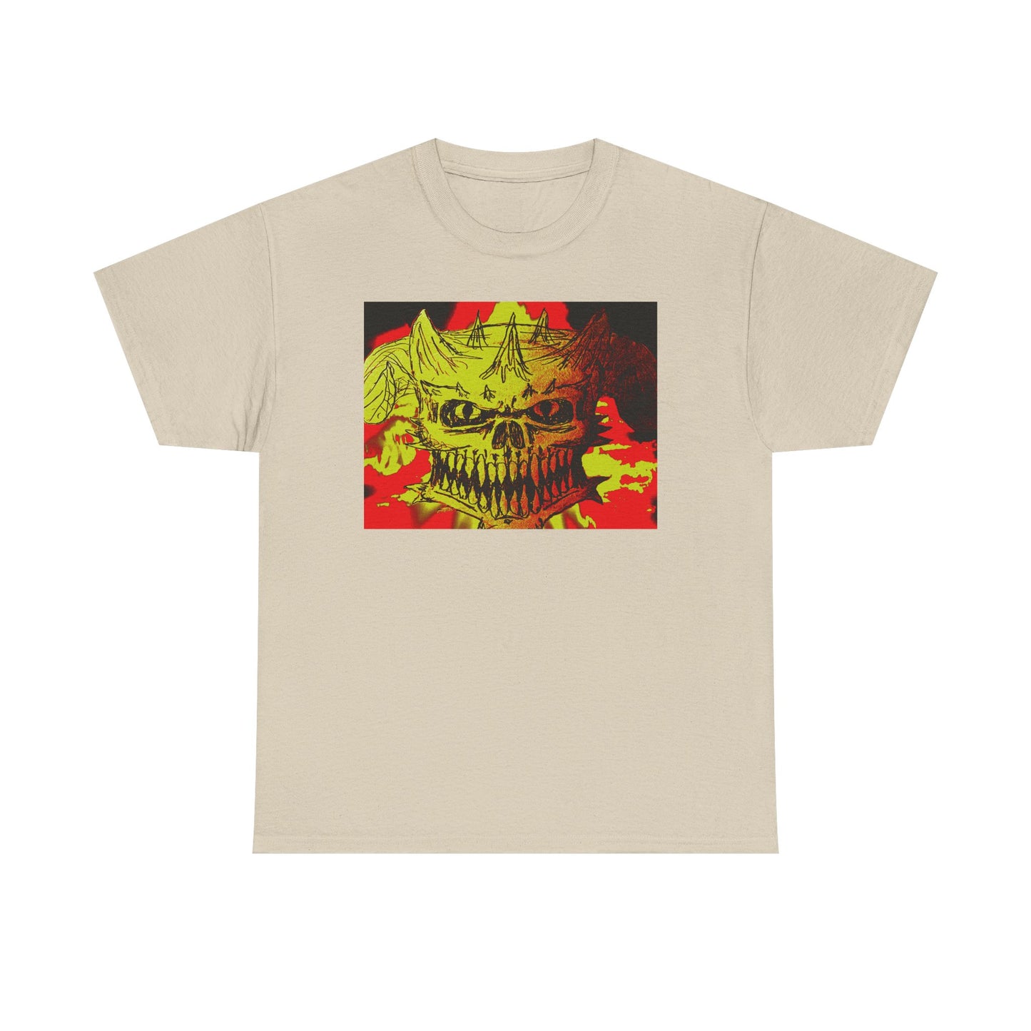 Skull Flame Graphic Tee — Neon Horror Skull T-Shirt