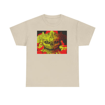 Skull Flame Graphic Tee — Neon Horror Skull T-Shirt
