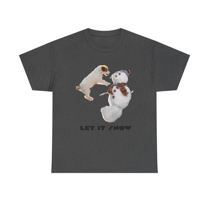 Let It Snow Dog & Snowman Tee — Funny Cute Holiday T-Shirt