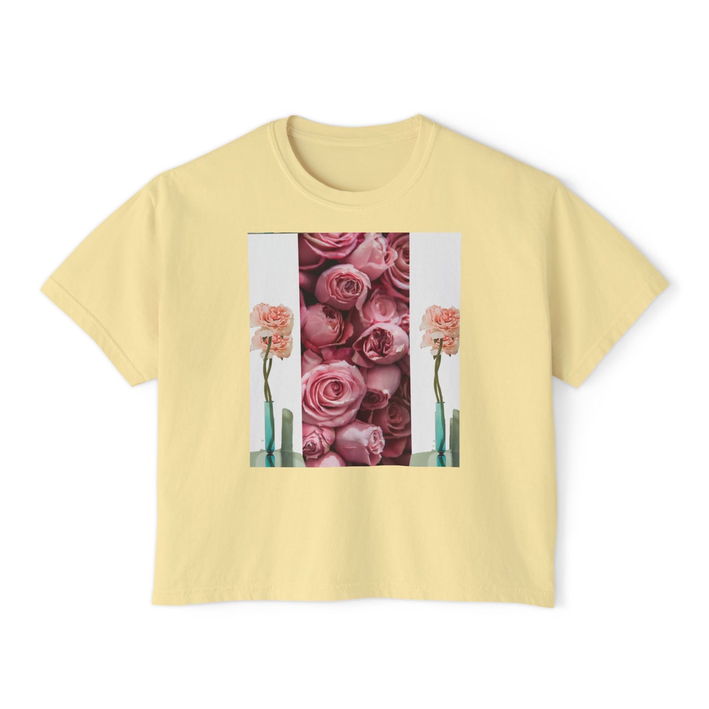 ROSE COLUMNS Women's Boxy Tee, Perfect for Spring, Casual Wear, Gift for Her, Everyday Chic, Comfort Fashion