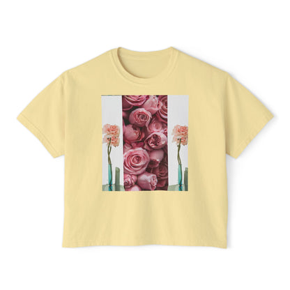 ROSE COLUMNS Women's Boxy Tee, Perfect for Spring, Casual Wear, Gift for Her, Everyday Chic, Comfort Fashion