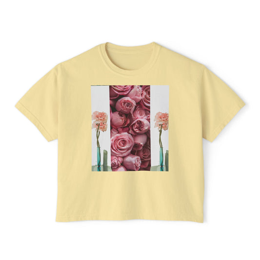 ROSE COLUMNS Women's Boxy Tee, Perfect for Spring, Casual Wear, Gift for Her, Everyday Chic, Comfort Fashion