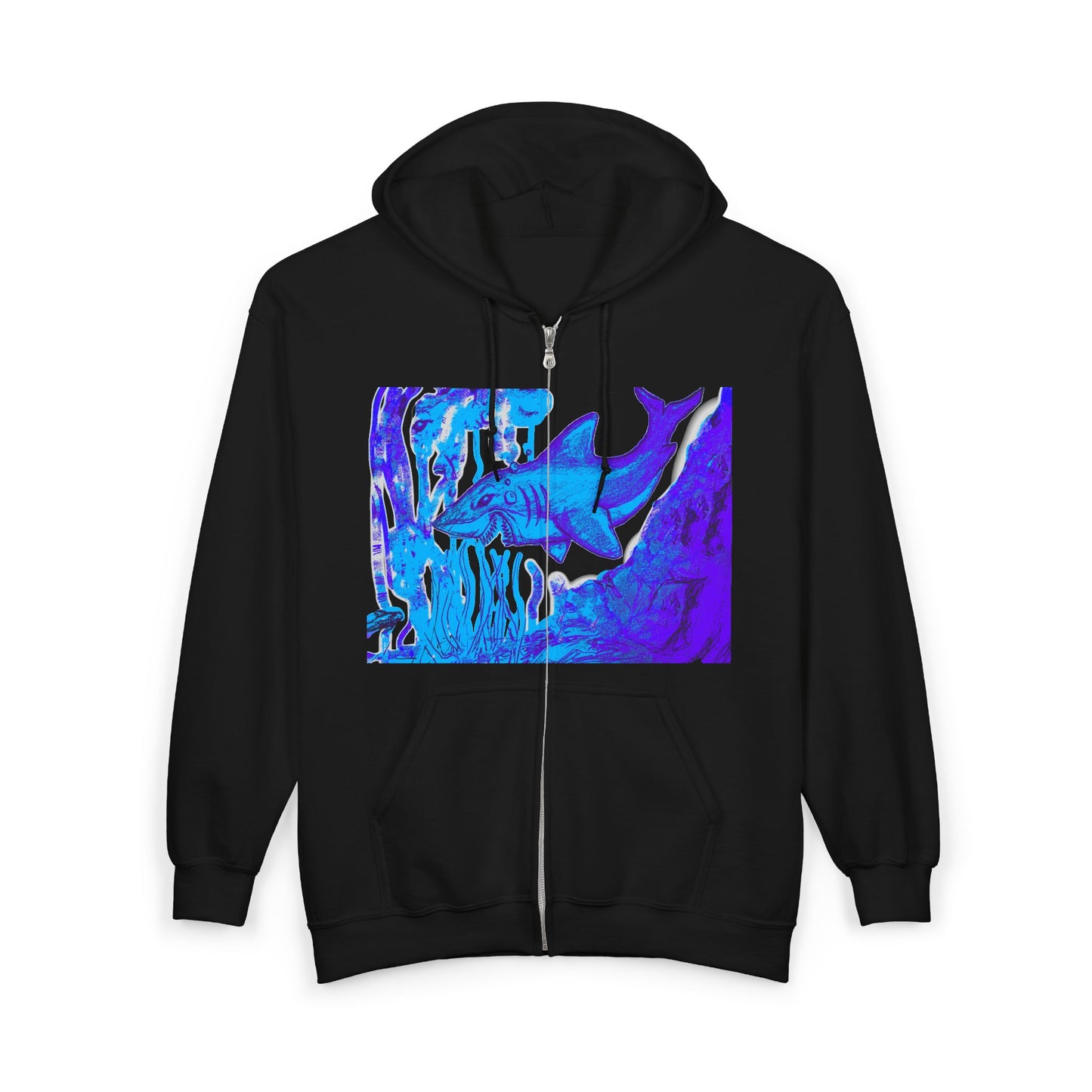 Abstract Blue Wave Zip Hoodie – Psychedelic Ocean Art Full‑Zip Sweatshirt