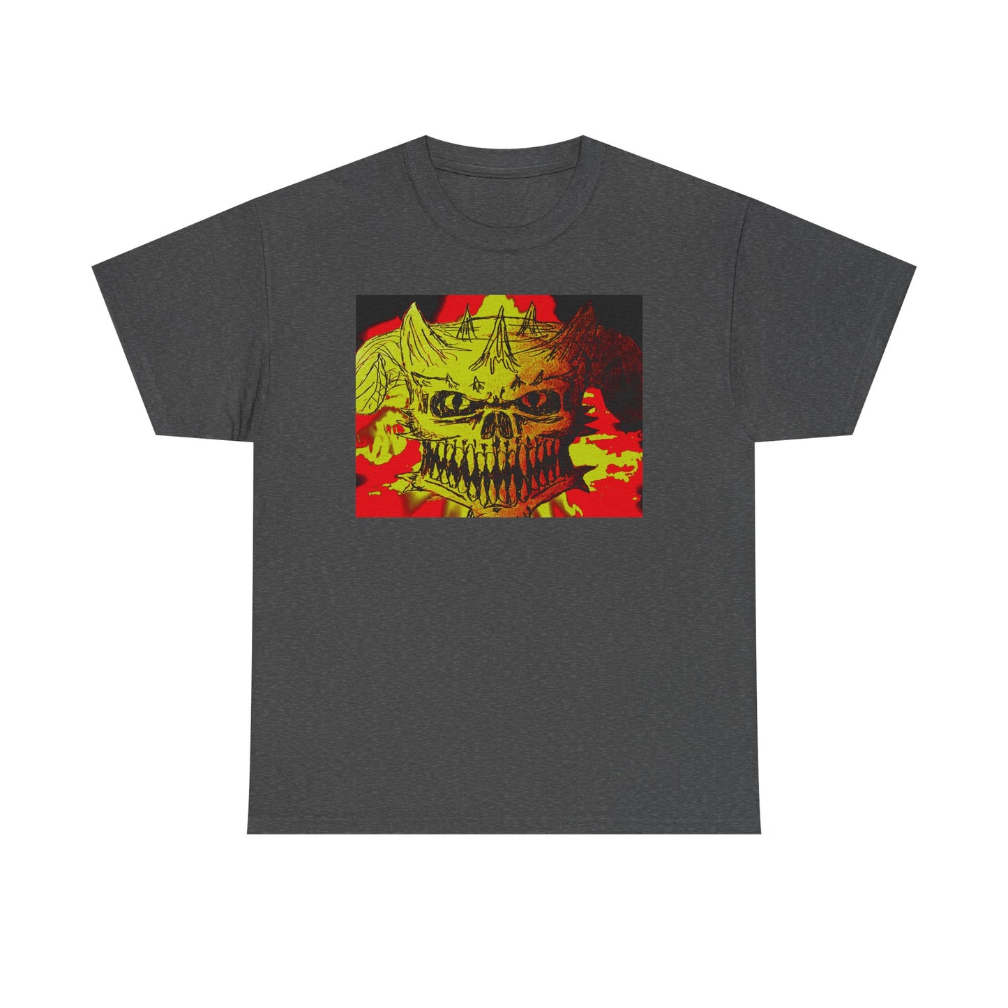 Skull Flame Graphic Tee — Neon Horror Skull T-Shirt