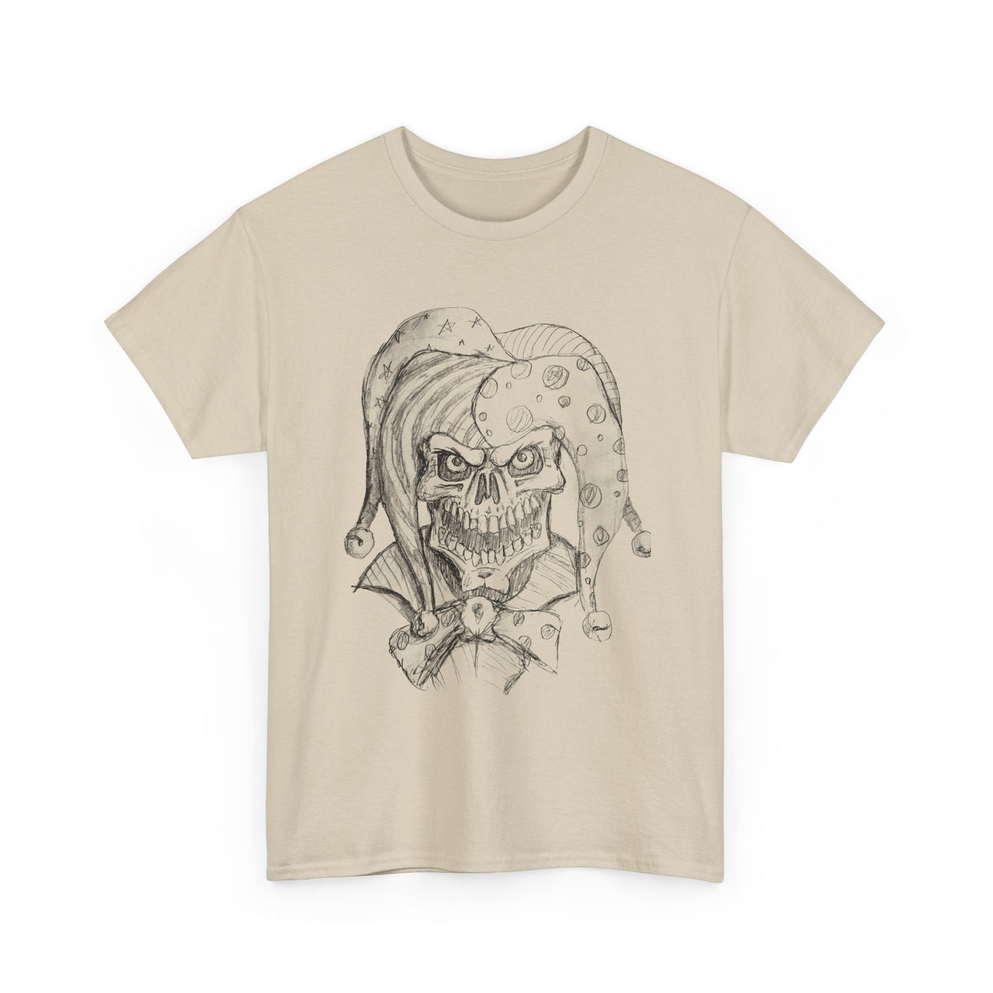 Skull Jester Sketch T-Shirt — Gothic Horror Skull Joker Tee