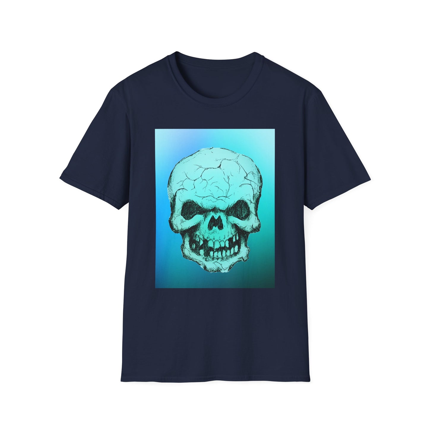 Skull Graphic  Bright Colored Unisex Softstyle T-Shirt, Edgy Tee, Casual Wear, Festival Apparel, Gift for Horror Fans, Halloween Clothing
