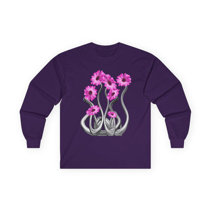 Long Sleeve Tee — Pink Floral Tentacle Garden Graphic