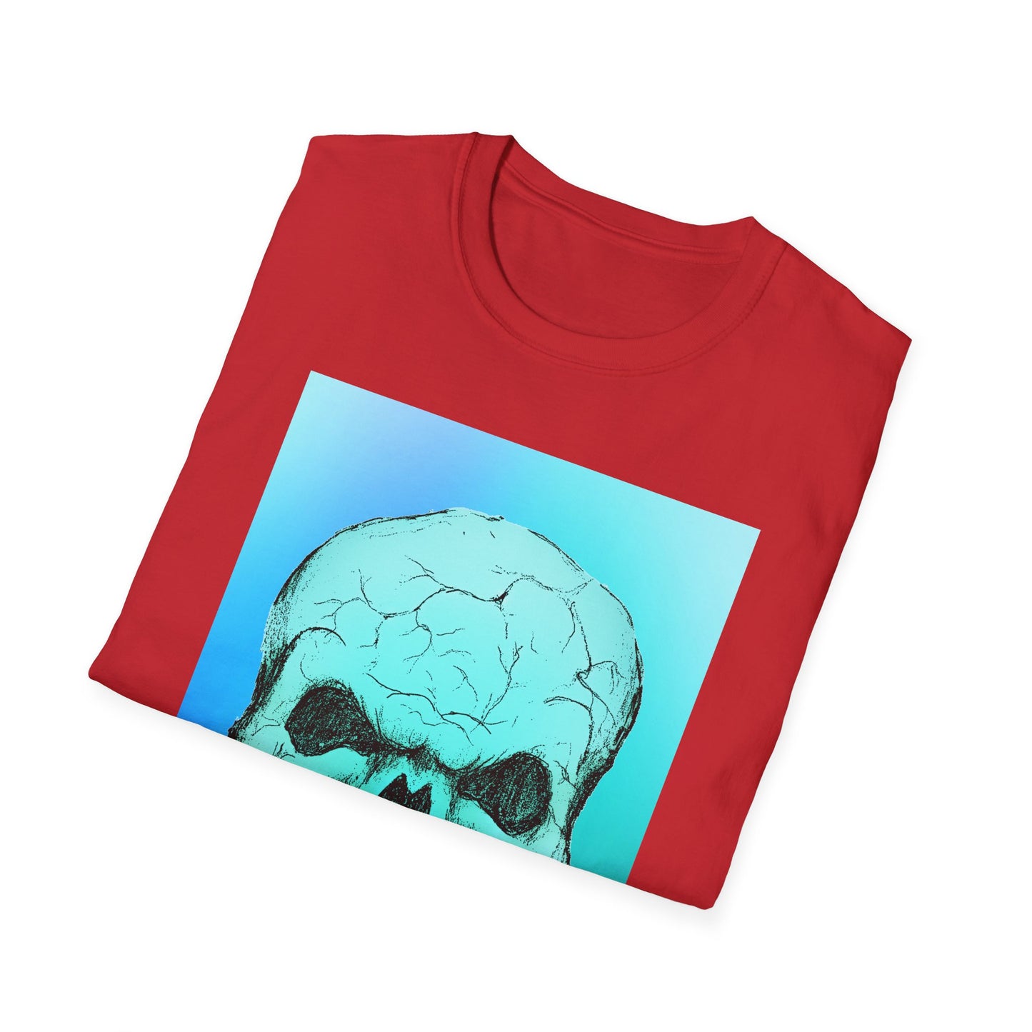 Skull Graphic  Bright Colored Unisex Softstyle T-Shirt, Edgy Tee, Casual Wear, Festival Apparel, Gift for Horror Fans, Halloween Clothing