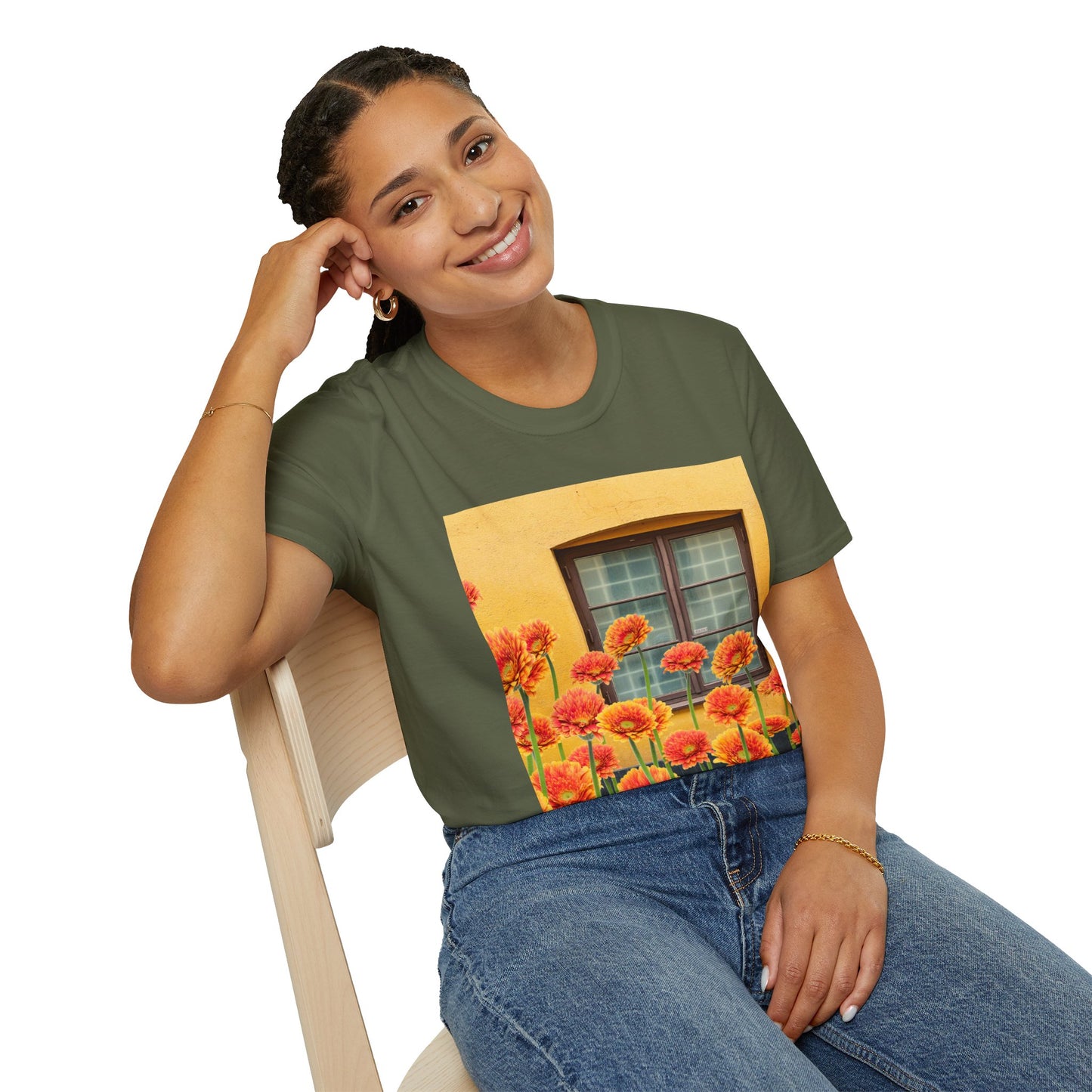 Vibrant Flower Catalina Window Tee - Unisex Softstyle T-Shirt, Floral Graphic Shirt, Spring Fashion, Gift Idea, Art Lover's Top, Summer Outfit