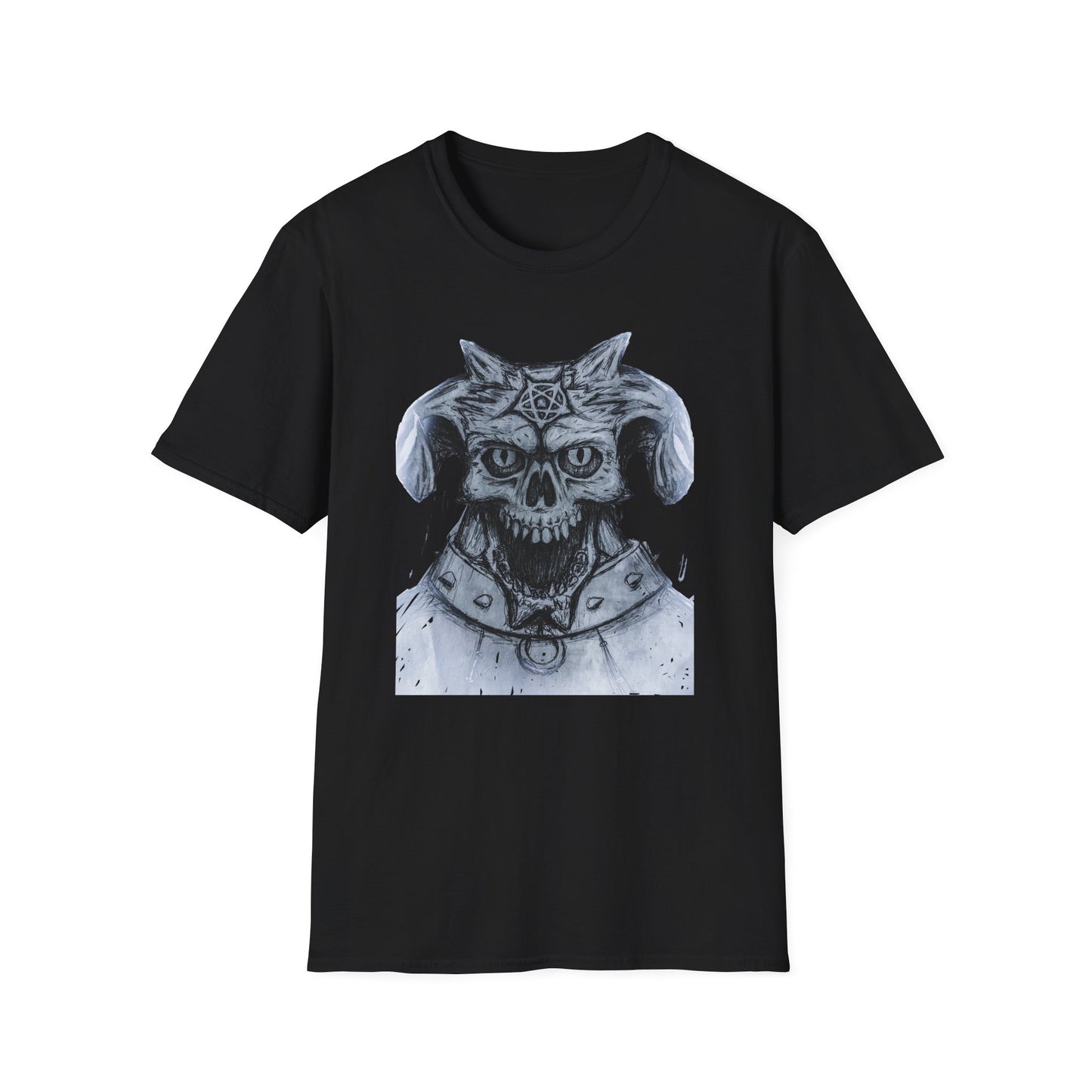 Edgy Graphic Tee: Unisex Softstyle T-Shirt with Skull Design, Art Lover Gift, Halloween Costume, Casual Wear, Unique Artwork Apparel