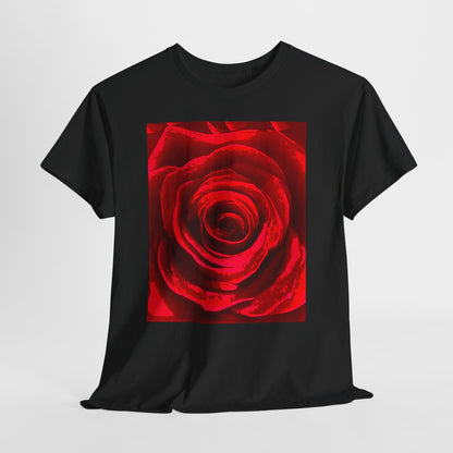 Romantic Rose Unisex Heavy Cotton Tee, Gift for Valentine's Day, Floral Shirt, Casual Wear, Love, Nature Lover Tee