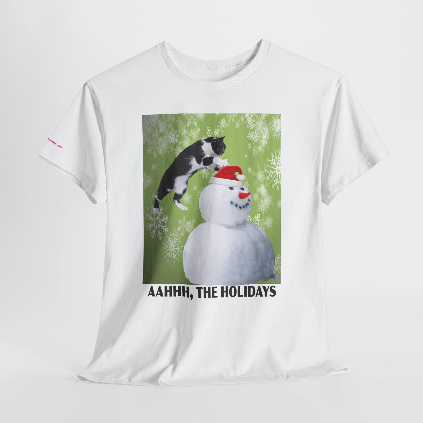 Holiday Cat T‑Shirt – “Aahhh, The Holidays” Funny Snowman Cat Tee