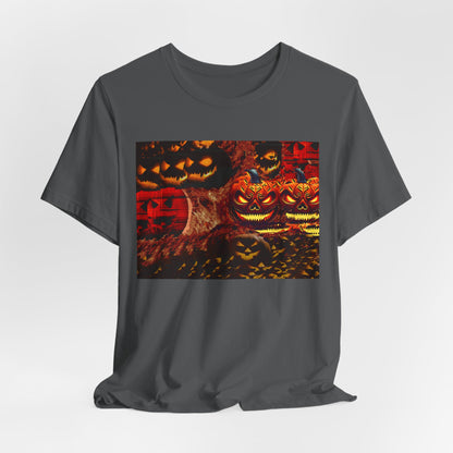 Halloween Distorted Pumpkin Graphic Tee, Unisex T-Shirt for Autumn, Spooky Season Top, Halloween Costume Idea, Men's & Women's Casual Wear
