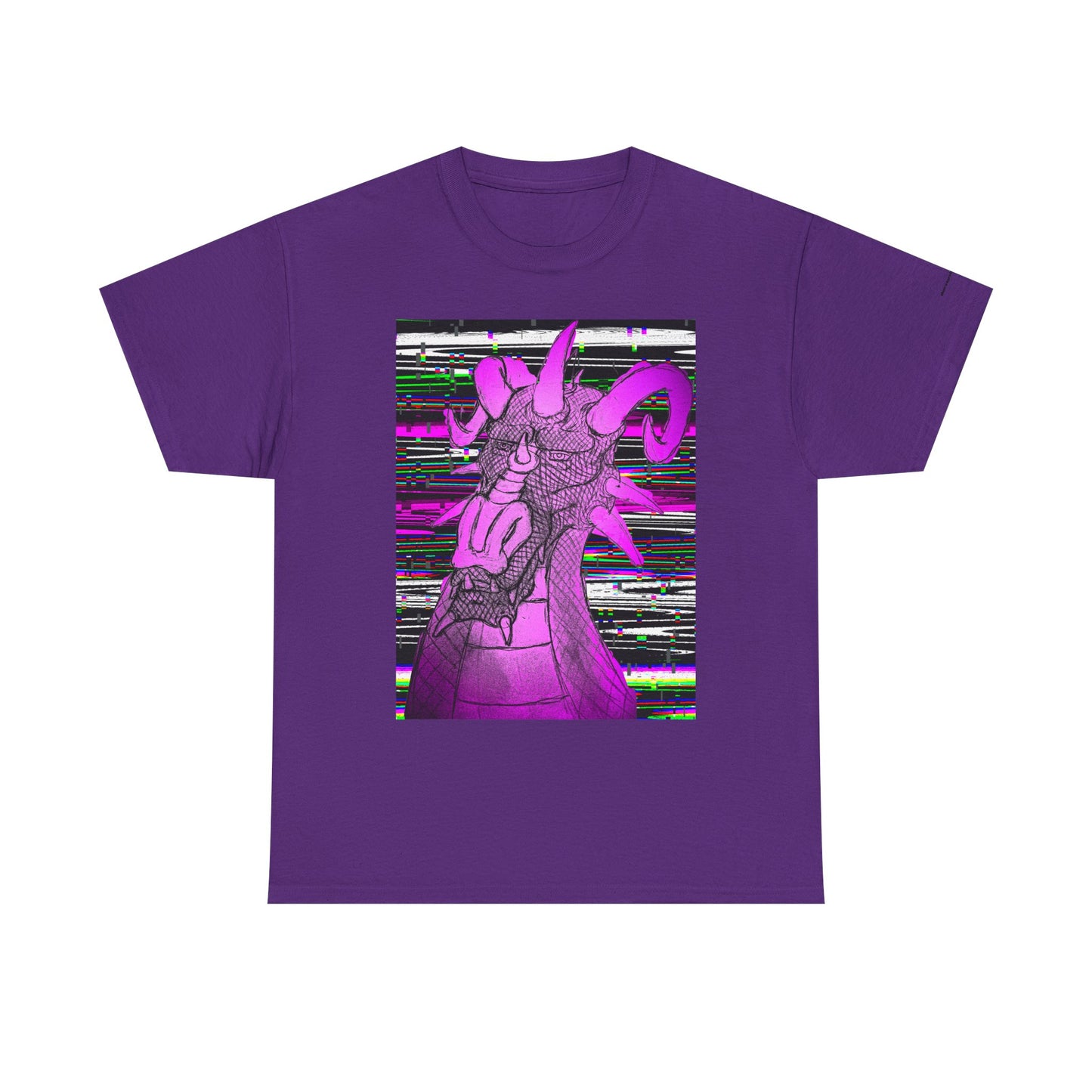Vaporwave Dragon T-Shirt — Glitch Art Neon Purple Dragon Tee