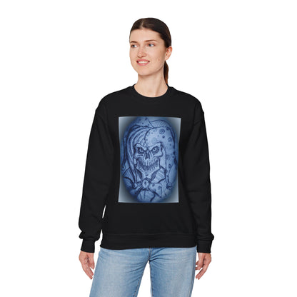 Jester Skull Graphic Sweatshirt, Unisex Heavy Blend Crewneck, Gothic Fashion, Streetwear Style, Halloween Gift, Edgy Casual Wear