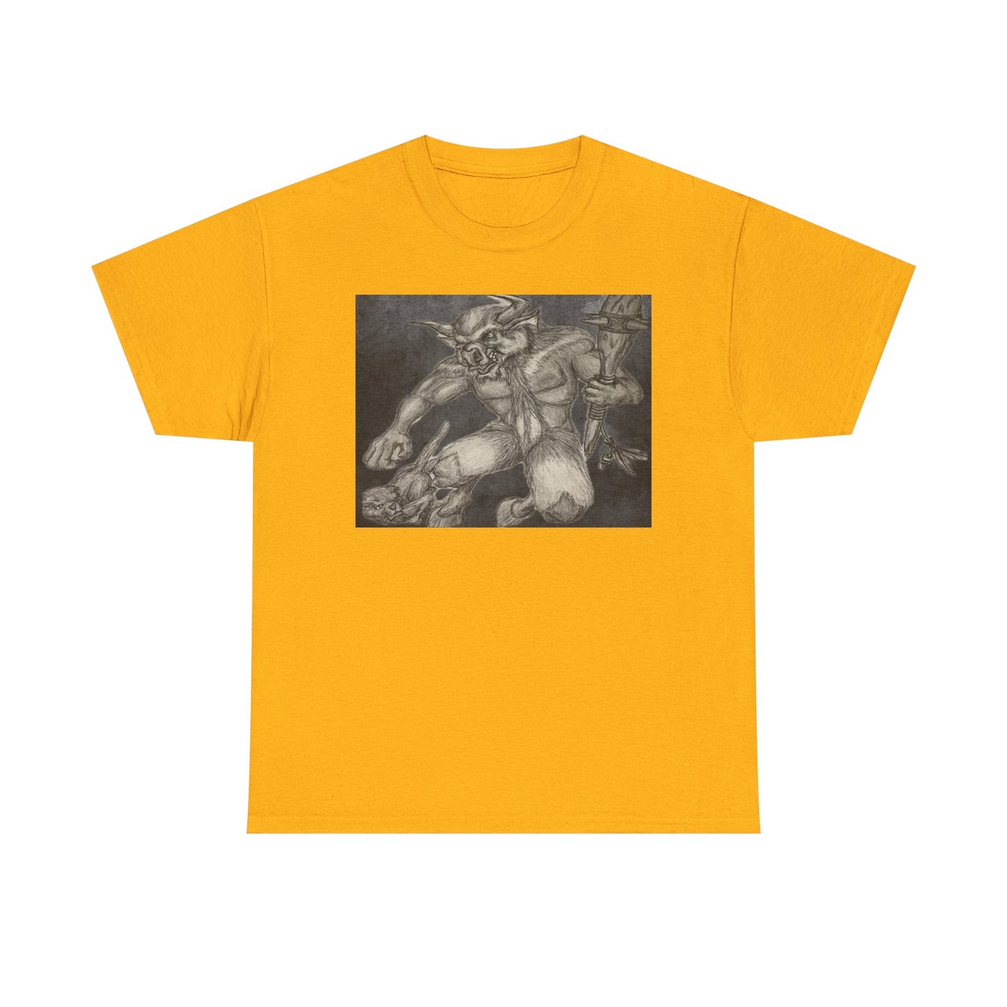 Bull Warrior With Kitten B & W design Unisex Tee