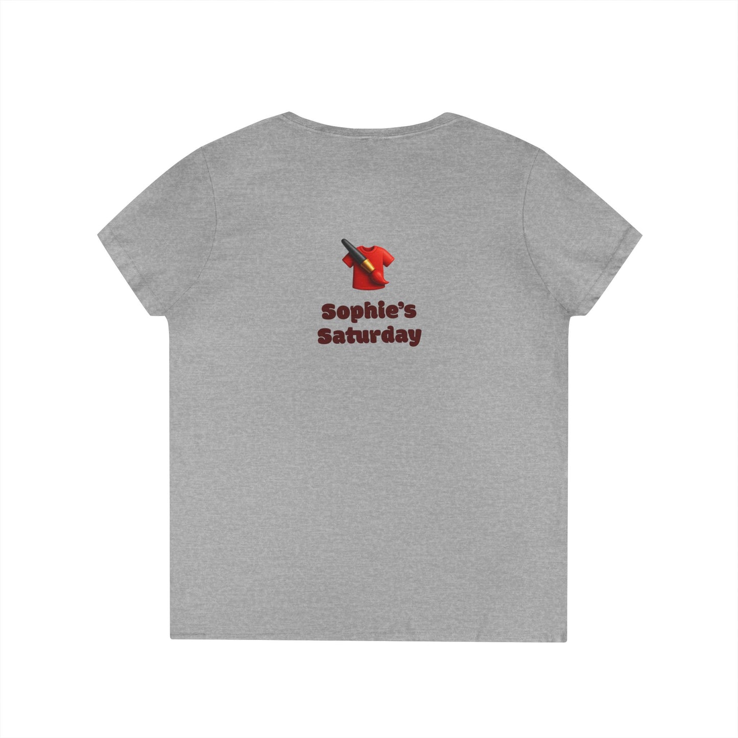 Floral V-Neck Tee — 'Sophie's Saturday' Pink Blossom Graphic