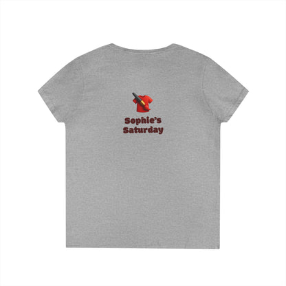 Floral V-Neck Tee — 'Sophie's Saturday' Pink Blossom Graphic