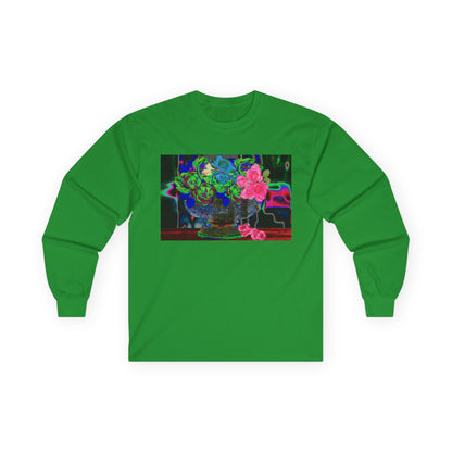 Vibrant Hybrid Floral Long Sleeve Tee, Artistic Apparel, Gift for Flower Lovers, Unique Graphic Tee, Colorful Fashion Statement, Perfect for Spring