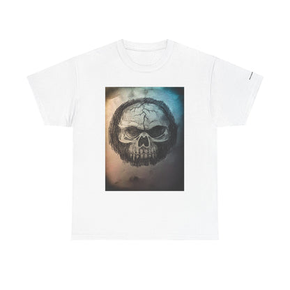 Skull Tee - Feathered Skull Hazy Border Design