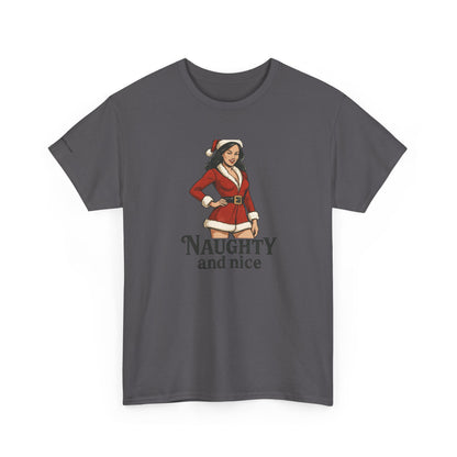 Unisex naughty and nice heavy weight Cotton Tee