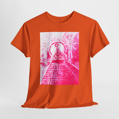 Pink Pyramid Eye Vibrant Artistic Unisex Heavy Cotton Tee | Creative Graphic Tee for Art Lovers, Casual Wear, Gifts, Festival Apparel, Statement Shirt