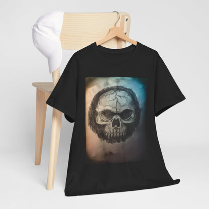 Skull Tee - Feathered Skull Hazy Border Design