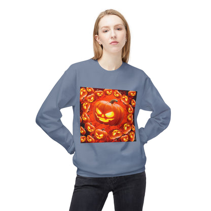 Halloween Pumpkin Planet Crewneck Sweatshirt, Cozy Unisex Fleece, Fall Fashion, Spooky Vibes, Seasonal Sweatshirt, Perfect for Autumn
