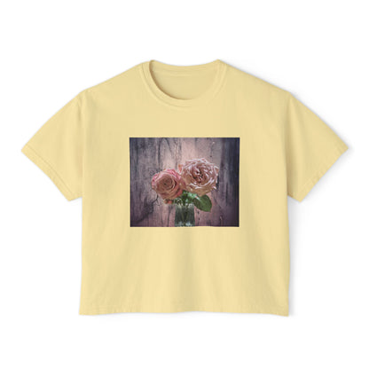 Floral Women's Boxy Tee, Casual Top, Gift for Her, Summer Style, Vintage Bloom Graphic Tee, Everyday Wear