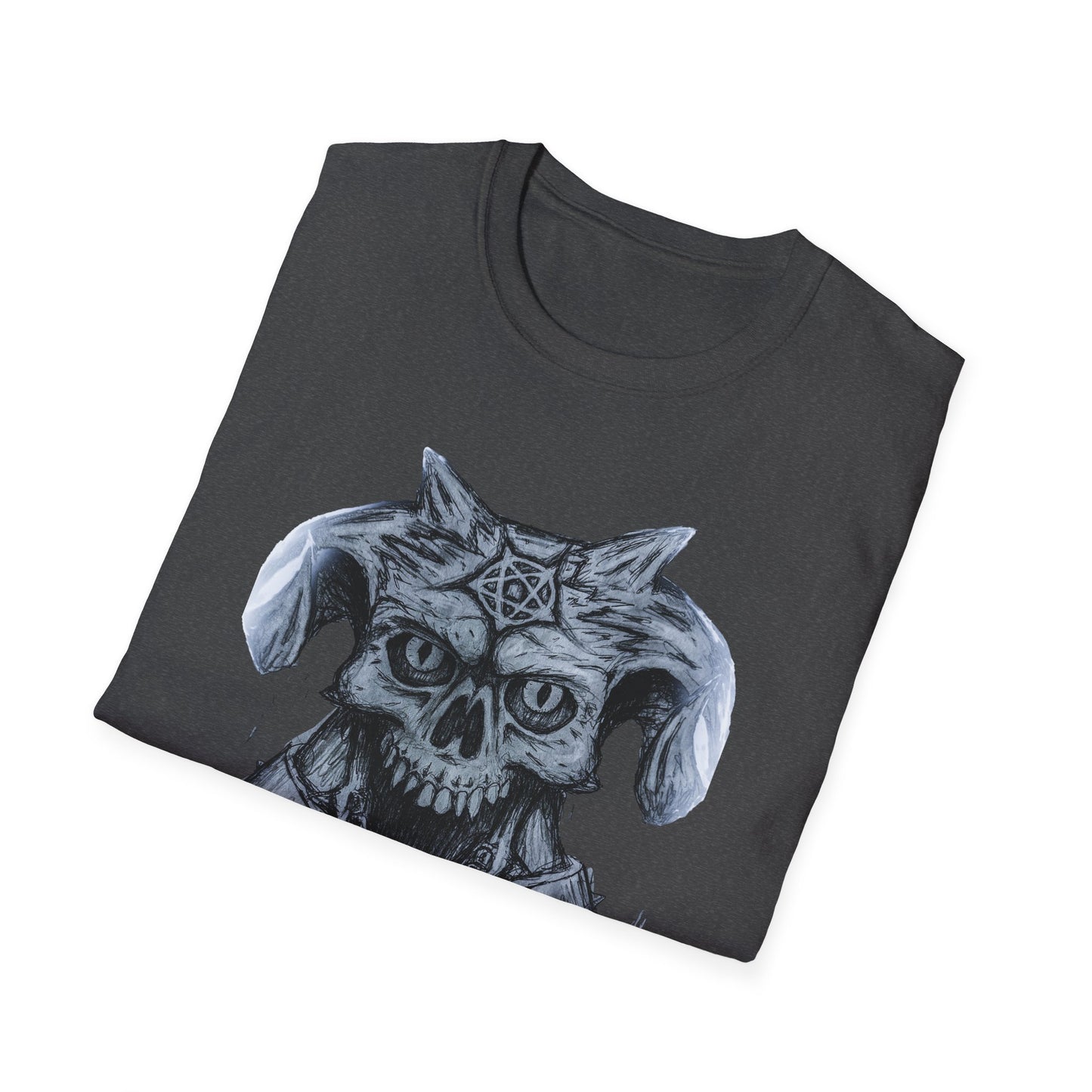 Edgy Graphic Tee: Unisex Softstyle T-Shirt with Skull Design, Art Lover Gift, Halloween Costume, Casual Wear, Unique Artwork Apparel