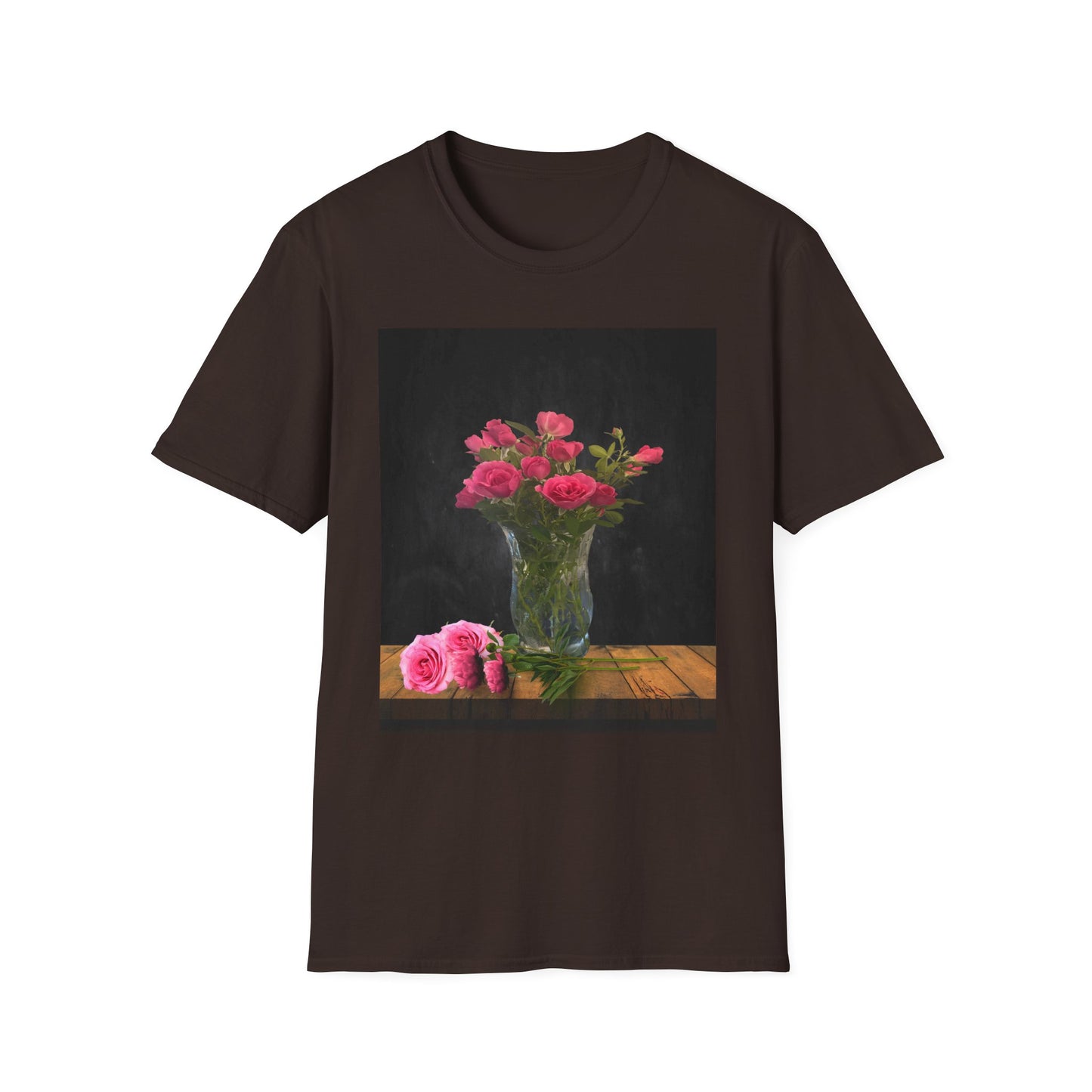 Floral Long Stemmed Red Roses Bouquet T-Shirt, Softstyle Tee Inspired by Nature, Gift for Garden Lovers, Spring/Summer Fashion, Flowers Design