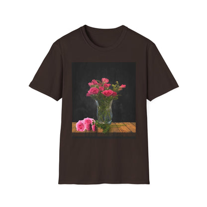 Floral Long Stemmed Red Roses Bouquet T-Shirt, Softstyle Tee Inspired by Nature, Gift for Garden Lovers, Spring/Summer Fashion, Flowers Design