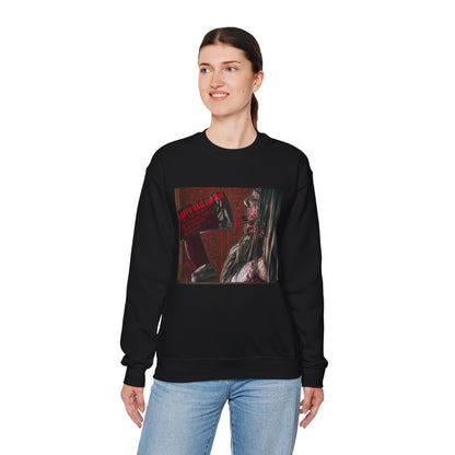 Halloween Horror Girl with Axe Sweatshirt, Unisex Crewneck, Horror Movie Fan Apparel, Halloween Costume Layering