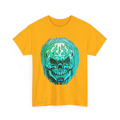 Vibrant Green Skull Graphic Tee - Unisex Heavy Cotton