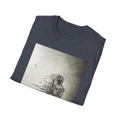 Artistic Grim Reaper Graphic Unisex Softstyle T-Shirt, Cool Gift for Nature Lovers, Casual Wear, Eco-Friendly Fashion, Birthday Gift, Summer Outfit