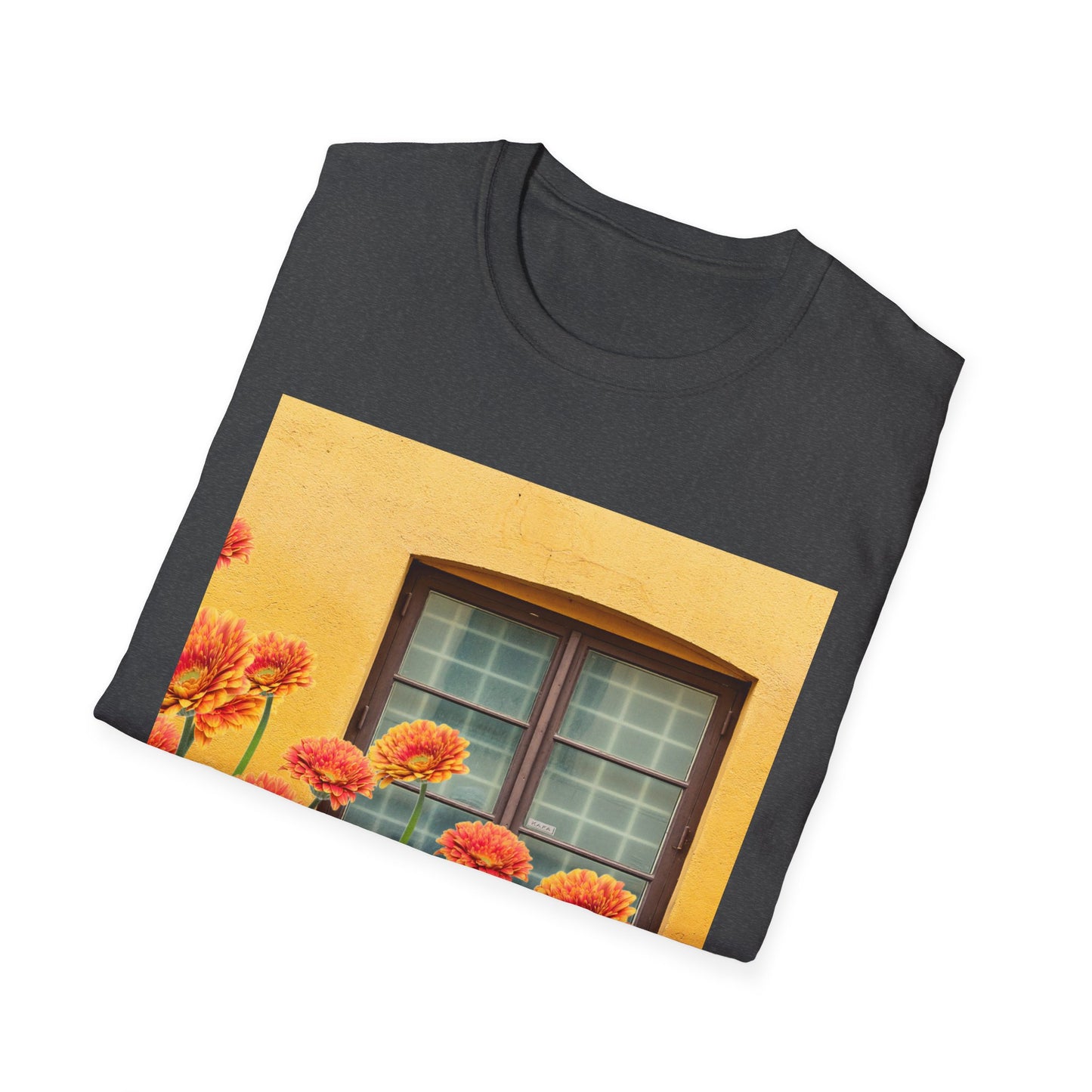 Vibrant Flower Catalina Window Tee - Unisex Softstyle T-Shirt, Floral Graphic Shirt, Spring Fashion, Gift Idea, Art Lover's Top, Summer Outfit