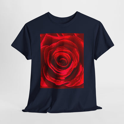 Romantic Rose Unisex Heavy Cotton Tee, Gift for Valentine's Day, Floral Shirt, Casual Wear, Love, Nature Lover Tee