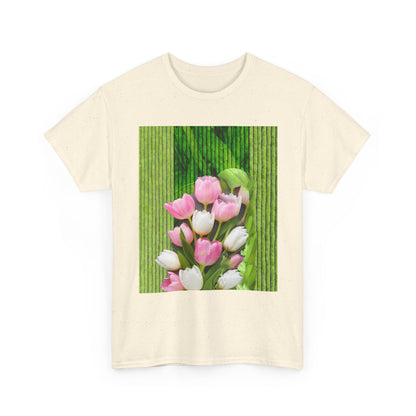 Textured Tulips Unisex Heavy Cotton Tee - Vibrant Spring Blossom T-Shirt, Everyday Wear, Gift for Plant Lovers, Mother's Day Apparel, [...]
