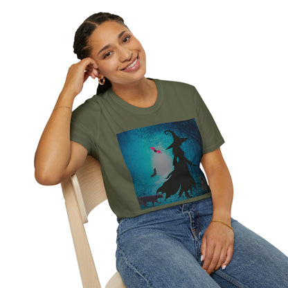 Magical Witch Art T-Shirt, Halloween Tee, Witchy Apparel, Gift for Her, Cute Graphic Shirt, Soft Unisex T-Shirt