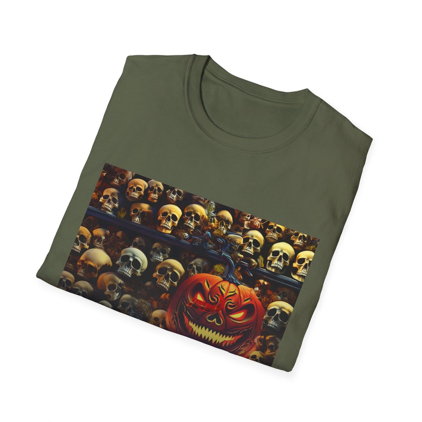 Halloween Dead Mans Party Tee, Unisex Softstyle T-Shirt, Skull Graphic Shirt, Casual Halloween Outfit, Spooky Season Apparel, Horror Fan Gift