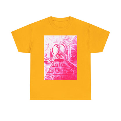 Pink Pyramid Eye Vibrant Artistic Unisex Heavy Cotton Tee | Creative Graphic Tee for Art Lovers, Casual Wear, Gifts, Festival Apparel, Statement Shirt