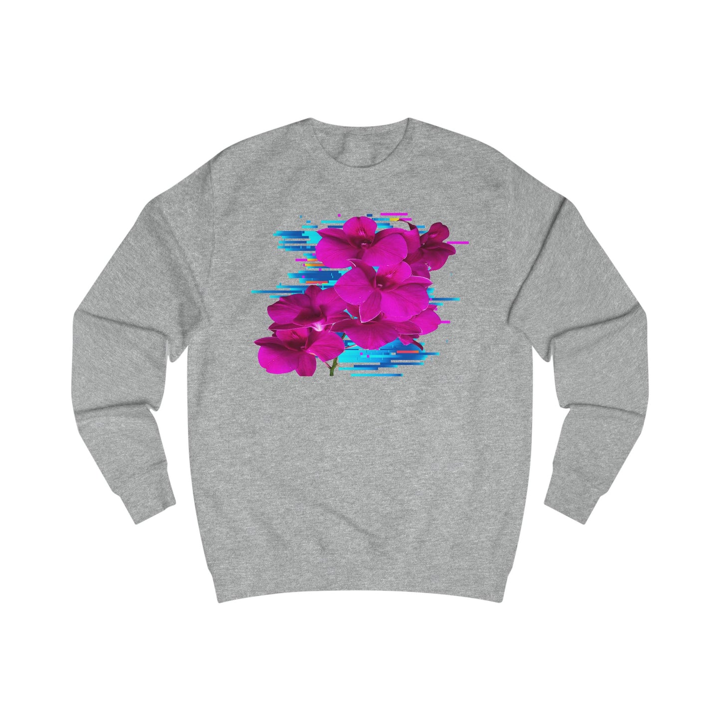 Vibrant Floral Glitch Unisex Sweatshirt - Cozy Spring Fashion, Comfortable Gift, Floral Style, Casual Wear, Trendy Layering