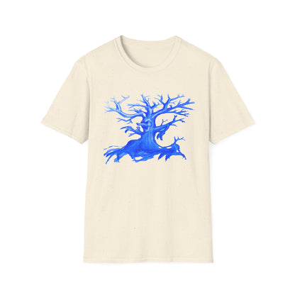 Artistic Animated Tree Design Unisex Softstyle T-Shirt | Eco-friendly Gift, Casual Wear, Nature Lover Tee, Perfect for Any Season