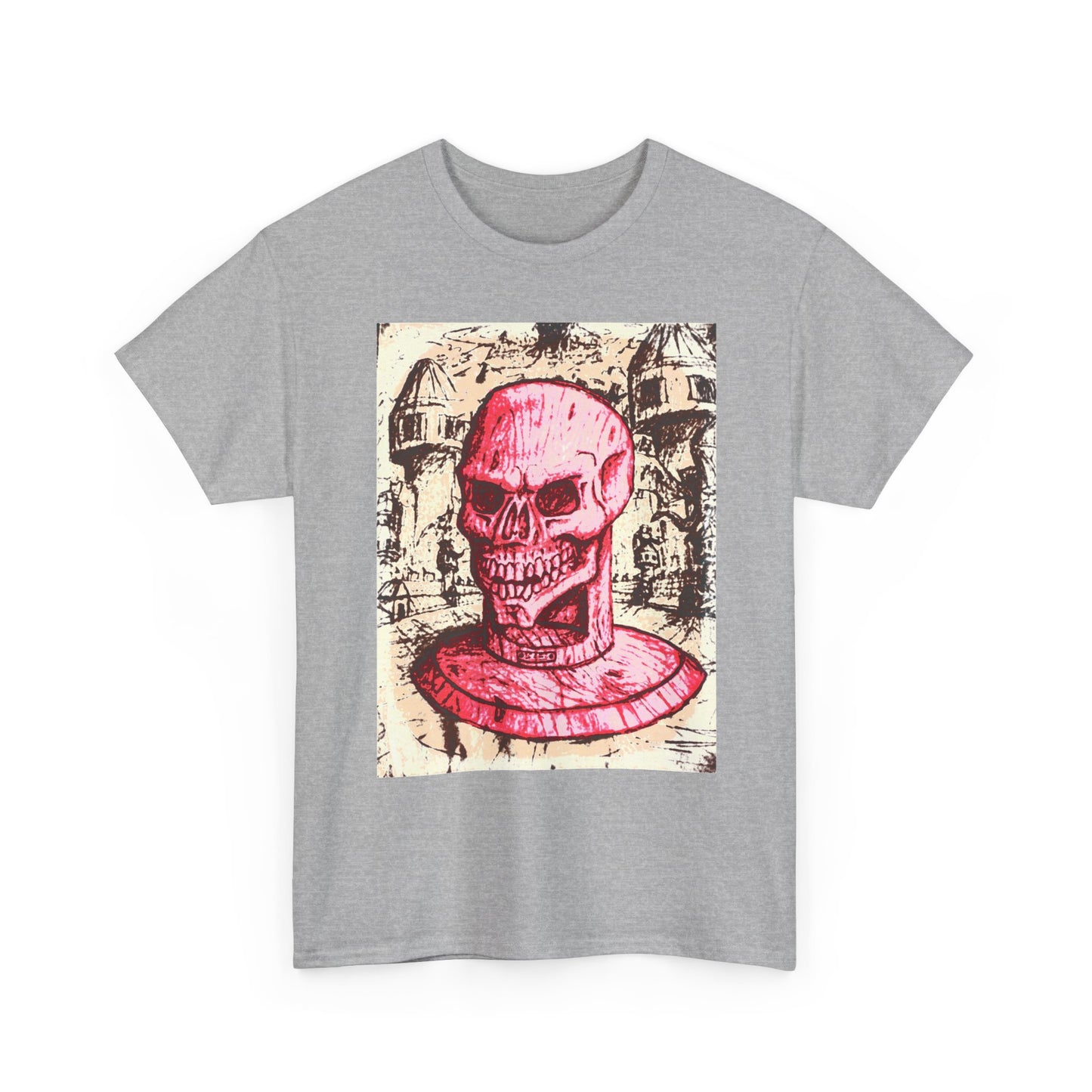 Vibrant Skull Graphic Tee, Unisex Heavy Cotton Shirt, Art Tee, Halloween Apparel, Edgy Casual Wear, Unique Gift