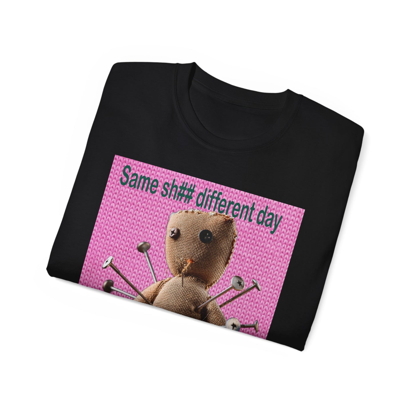 Voodoo Doll Humor Tee, Fun Statement T-Shirt for Everyday Wear, Gift for Friends, Casual Style, Quirky Graphic Shirt, Perfect for Parties