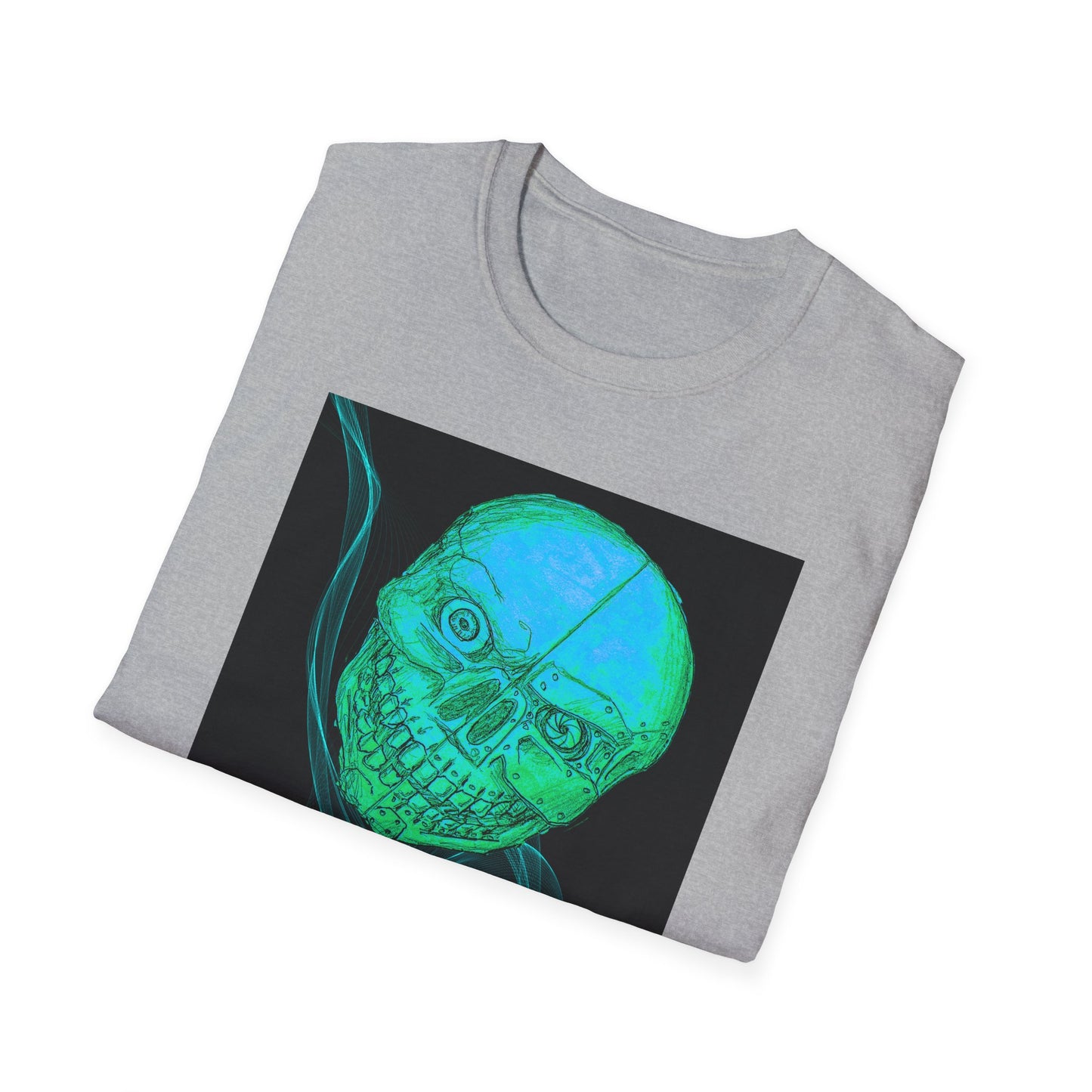 Glow-in-the-Dark floating vibe Skull T-Shirt, Creepy Halloween Tee, Unisex Softstyle Top, Spooky Gift for Teens, Unique Graphic Shirt