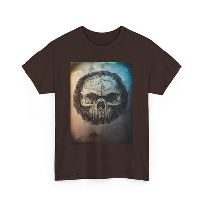 Skull Tee - Feathered Skull Hazy Border Design