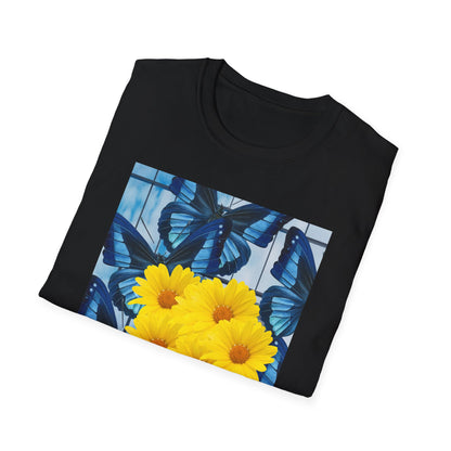 Sunny Blooms Unisex Softstyle T-Shirt, Floral Graphic Tee, Gift for Her, Summer Vibes, Casual Wear, Nature Lover Gift