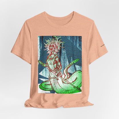 Mythic Serpent Goddess Tee — Neon Medusa Illustration T-Shirt